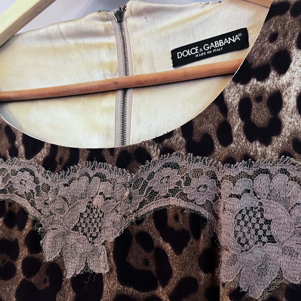 Dolce & Gabbana silk leopard print & lace dress IT38/0/XS - Picture 6 of 7